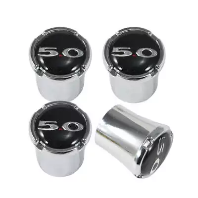 Ford Mustang Chrome Wheel Tire Valve Stem Caps W/ Chrome 5.0 Emblem - Set Of 4 • $15.50