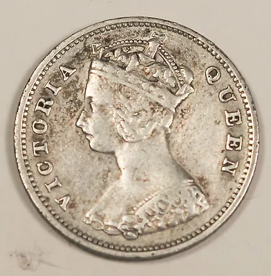 Hong Kong 1900 10 Cent Silver Coins Queen Victoria VF/XF Nice Toning KM# 6.3 • $19.99