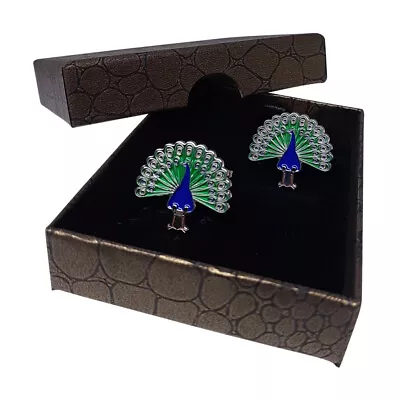 £8.75 • Buy Peacock Cufflinks, Bird Novelty Cuff Links In Gift Box 50-95