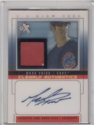 2004 E-X Clearly Authentics MARK PRIOR Patch Jersey/Auto /22 Cubs • $19.99