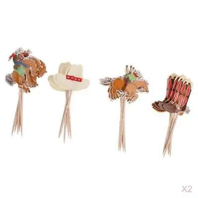 48pcs Set Cowboy Theme Cupcake Picks Cake Toppers Cake Decor • £4.55