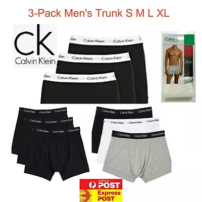 3 X Genuine CALVIN KLEIN Men's Cotton Stretch Trunk CK Underwear NEW AU Stock • $53.68