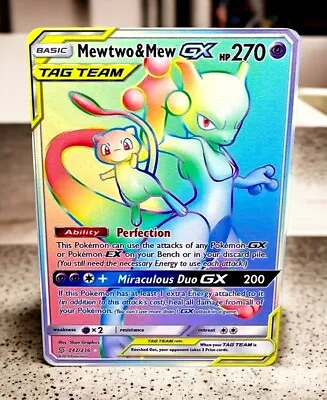 Mewtwo & Mew GX Rainbow Gold Metal Pokemon Card Collectible Gift/Display • $11.99
