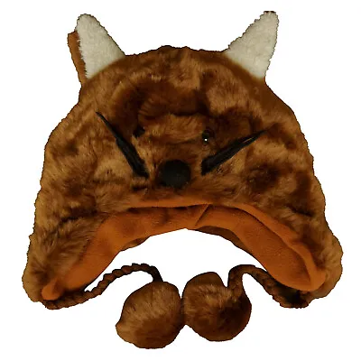 Brown Fox Fur Hat Tassled Laplander Cap 3D Eyes Ears Nose Whiskers New • $17.99