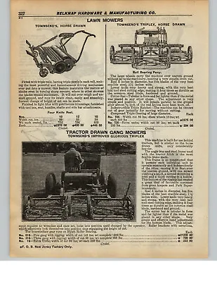 1937 PAPER AD Townsend's Tractor Drawn Gang Lawn Mower Golf Course Park Horse • $14.98