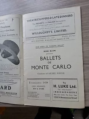 Ballet Theatre Programme 1937manchester Princesballet De Monte Carlo • £8