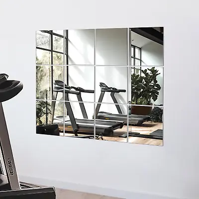 Wall Mirror Full Length Home Gym Mirror12Inches X 12PCS Glass Frameless Body • $51.94