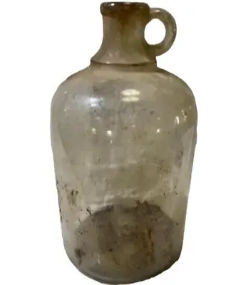 Stoneware 1 Gallon Jug Salt Glazed Container Handle Early Primitive Antique Vase • $53.99
