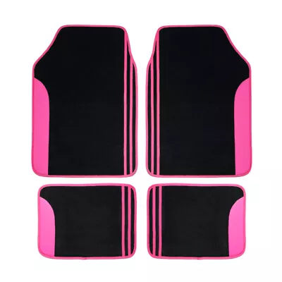 4PCS Universal Carpet Car Floor Mats Front Rear Washable Pink Black Women Girls • $45.99