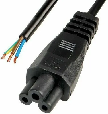 £3.99 • Buy 2m, Iec C5 Cloverleaf Type Socket To Bare/open Ends Cable, 2.5a Mains Power Lead