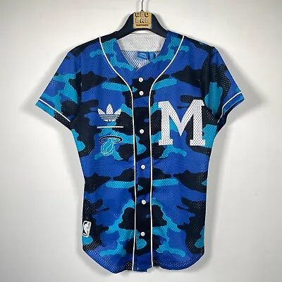 Miami Heat Adidas Jersey Shirt With Button Men's Camouflage - SIZE S • £32.93