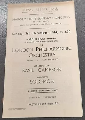 1944 Solomon Piano London Philharmonic Orchestra Concert Programme Albert Hall • £3