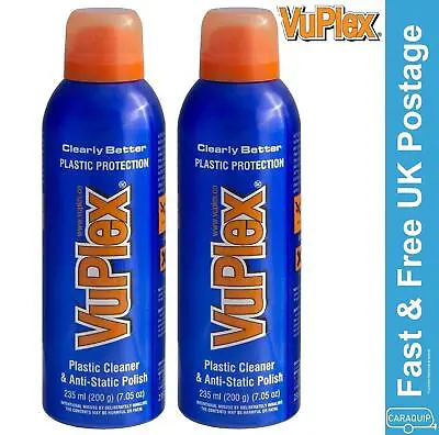 VuPlex Anti-Static Plastic Glass Spray Cleaner Polish Caravan Car Boat 235ml X 2 • £18.95