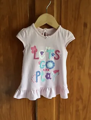 £0.99 • Buy LETS GO PLAY Baby Girl’s Pink Floral Short Sleeve Cotton Tshirt Size 6-9 Months