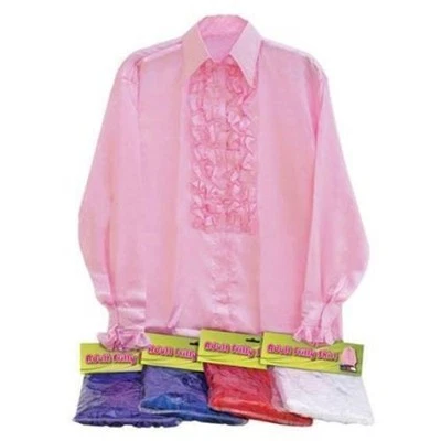 Satin Ruffle Disco Fever 1970's 70's 80's 60's Shirt Austin Powers Fancy Dress • £11.69