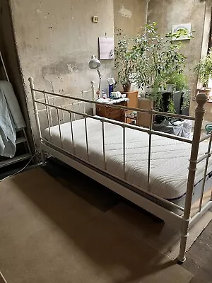 IKEA Tromsnes/Linga Cream Metal Frame 3’ Single Day Bed With Mattress • £100