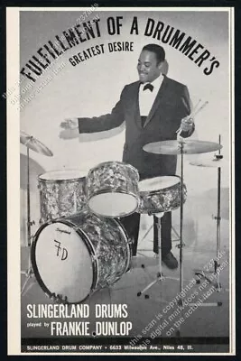 1966 Frankie Dunlop Photo Slingerland Drums Drum Set Kit Vintage Print Ad • $9.99