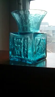 Dartington Glass Kingfisher Blue  Abstract Vase Flared  FT 66 60s Thrower • £40