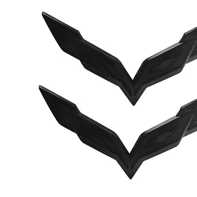 2X For Corvette C7 2014-2019 All Black Front&Rear Crossed Flags Emblem Badge • $16.99