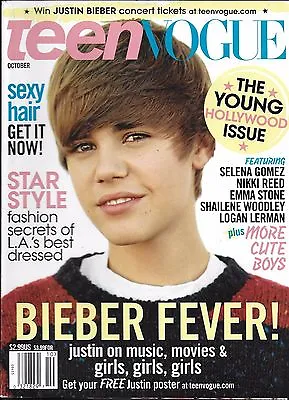 $13.45 • Buy Teen Vogue Magazine Justin Bieber Young Hollywood Issue Fashion Secrets 2010