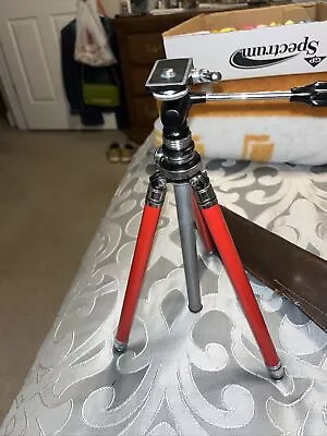 Vintage Manon Red Portable Tripod W/ Leather Case Metal 40+ Inches Made In Japan • $22