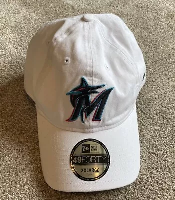 Miami Marlins Hat Mens XXL Fitted New Era Authentic 49forty Dad Baseball White • $25