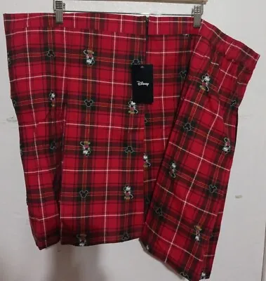 Hot Topic Plaid Mickey Mouse Pleated Kilt Skirt Women Plus Sz 4 Red Black *W15* • $17.46