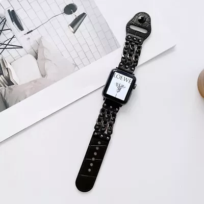 $21.99 • Buy Genuine Leather Apple Watch Band Strap IWatch Series 7 SE 6 5 4 3 2 45/44 41/40