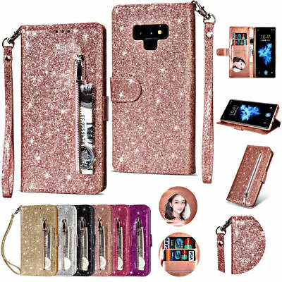 $12.98 • Buy Zipper Case For Samsung S20 S21 S22 A13 A33 A53 Bling Leather Wallet Fiip Cover
