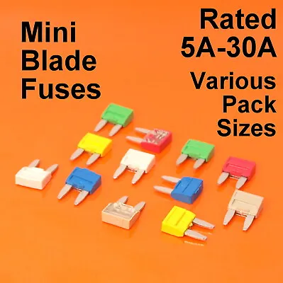 High Quality Mini Blade Fuse Fuses For Car Van Bike - 5A 10A 15A 20A 25A 30A • £12