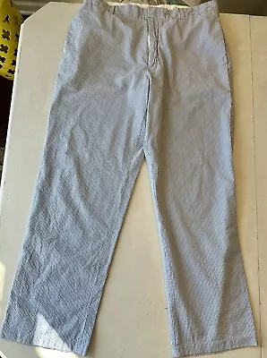 J Crew Pants Mens 36x31 Blue White Seersucker Striped Straight Leg • $39.99