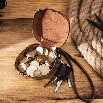 Genuine Leather Men Women Coin Purse Vintage Coin Bag Small Money Bag Wallet Bag • $17.99