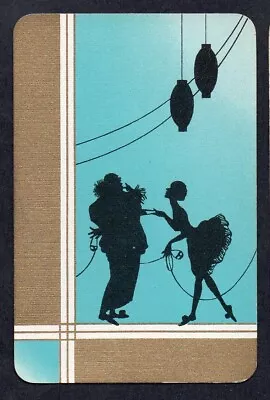 #150.339 Vintage Swap Card -EXC- Party Silhouette On Blue Background • $3