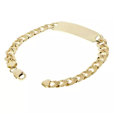 10k Yellow Gold Solid Pave Curb Cuban Link Chain Bracelet 8.5  10.5mm 21.1 Grams • $1055.49