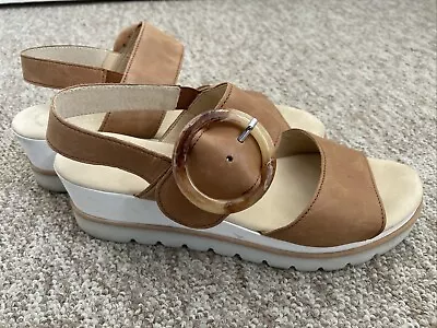 Women’s Gabor Sandal Shoes Soft Tan Leather Slingback & Easy Strap Size 6 • £15