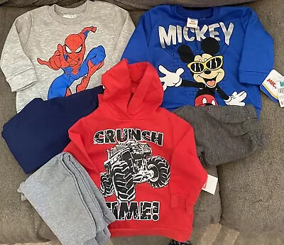 Lot 3 Sweat Pants Shirts 12 Month Marvel Mickey Mouse Spider Man Monster Truck • $15