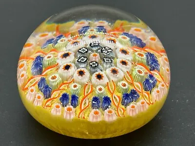 Vintage MURANO GLASS PAPERWEIGHT Yellow And Blue • $99.90