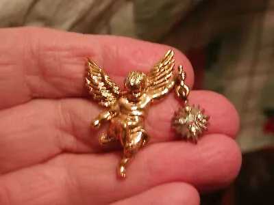 Vintage Gold Tone The Vatican Library Collection Angel Cherub Brooch Pin • $19.99