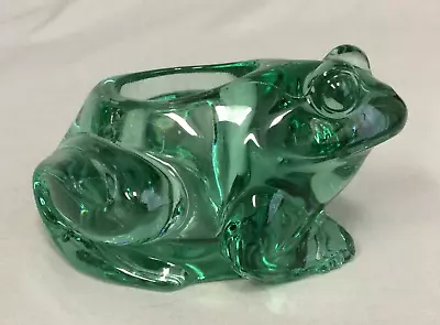 Green Frog Votive Candle Holder Vintage Indiana Glass Heavy Paperweight • $9.95
