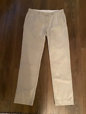 GANT Men's Beige Regular Fit Chino Cotton/Linen Blend Trousers W36 L34 • £15