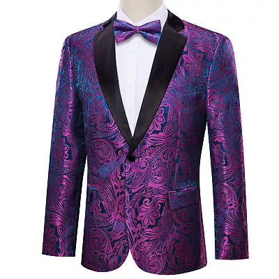 Red Black Green Paisley Floral Mens Blazer Lapel Suit One Button Jacket Tuxedo • $59.99