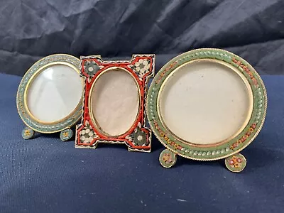 3 Antique Micro Mosaic Photo Frame Marked Italy • $30