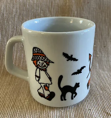 Vtg Collectible Halloween Mug (ft. Devil Angel Ghost Scarecrow Bats) Brazil • $11.95