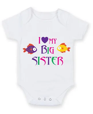 I Love My Big Sister Fish PERSONALISED BABYGROW VEST ROMPER GIFT PRESENT • £5.99