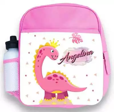 Personalised Kids Pink Backpack Any Name Dinosaur Girls Childrens School Bag 37 • £19.99