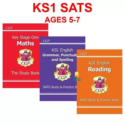 KS1 Sats Ages 5-7 Maths English Reading Study Books With Answer Key Stage 1 Exam • £18.99