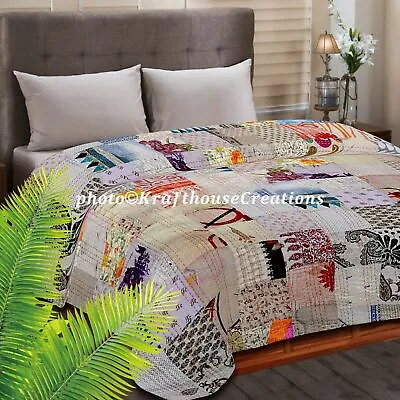 £19.99 • Buy Indian Kantha Handmade Patchwork Patola Silk Quilt Blanket Throw Coverlet Ralli