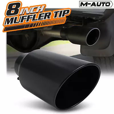 Black 15 Exhaust Pipe Tail End 4 Inlet 8 Outlet Stainless Steel Muffler Roll Tip • $41.99