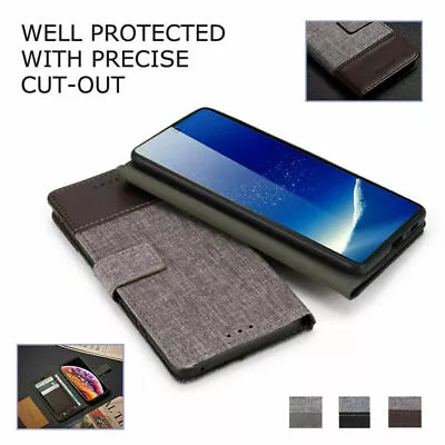 For OnePlus 9 R 9Pro Nord N10 N100 8T 8Pro Canvas Leather Wallet Flip Case Cover • $80