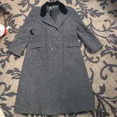 Vintage Karen Womans Wool Trench Coat Herringbone 100% Wool Union Made • $63.99
